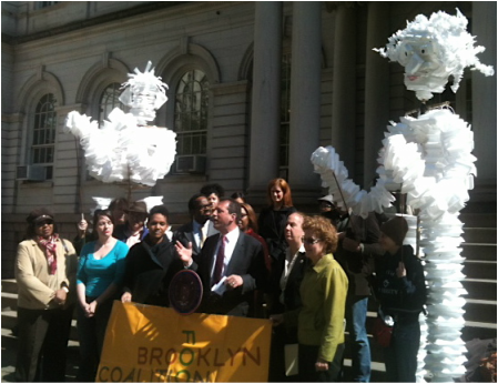 Giant no-styro puppets at City Hall